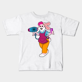 Rabbit as Hairdresser with Hair dryer & Comb Kids T-Shirt